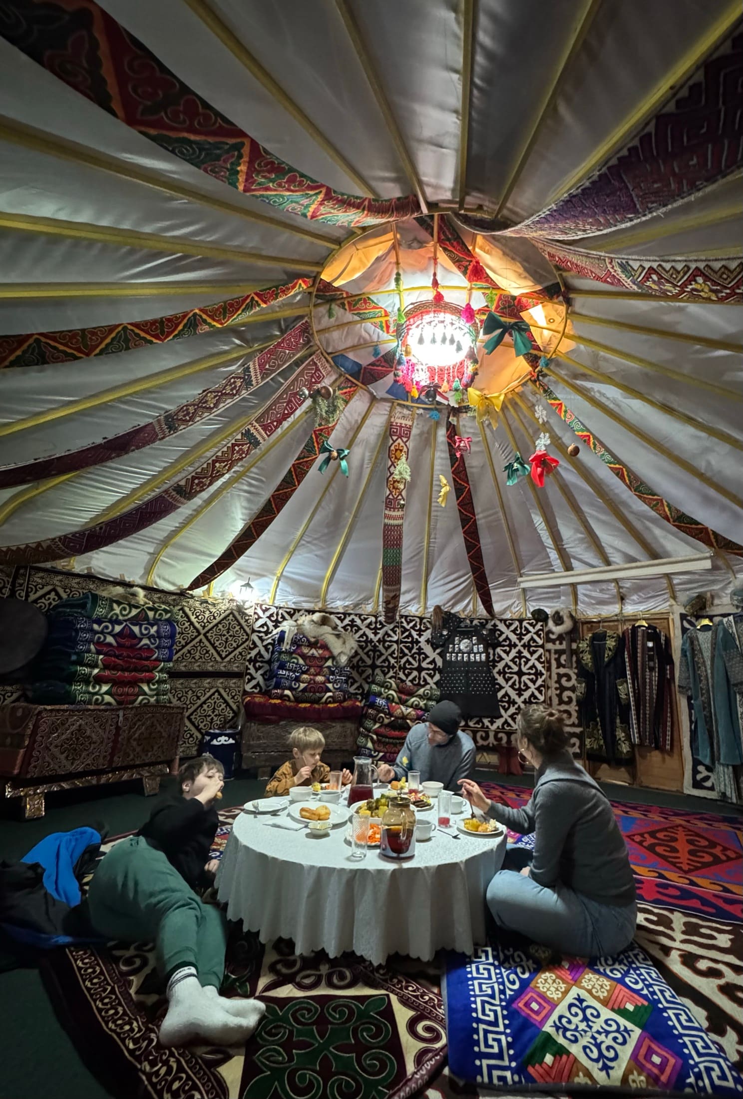 Inside the yurt